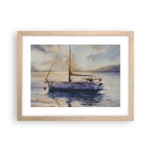 Plagát v ráme zo svetlého duba - Večer v zátoke - 40x30 cm
