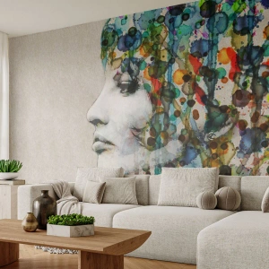 Fototapeta na mieru Premium Canvas - Vynorila sa zo šedej - Ženská tvár, Abstrakcia, Grafika