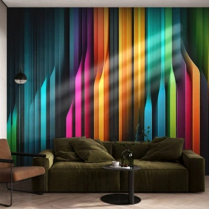 Fototapeta Standard Eco - Farebné svetlé pruhy na čiernom pozadí - 100x70cm - Svetelný organ - Moderná nástenná dekorácia do obývacej izby a spálne ARTTOR