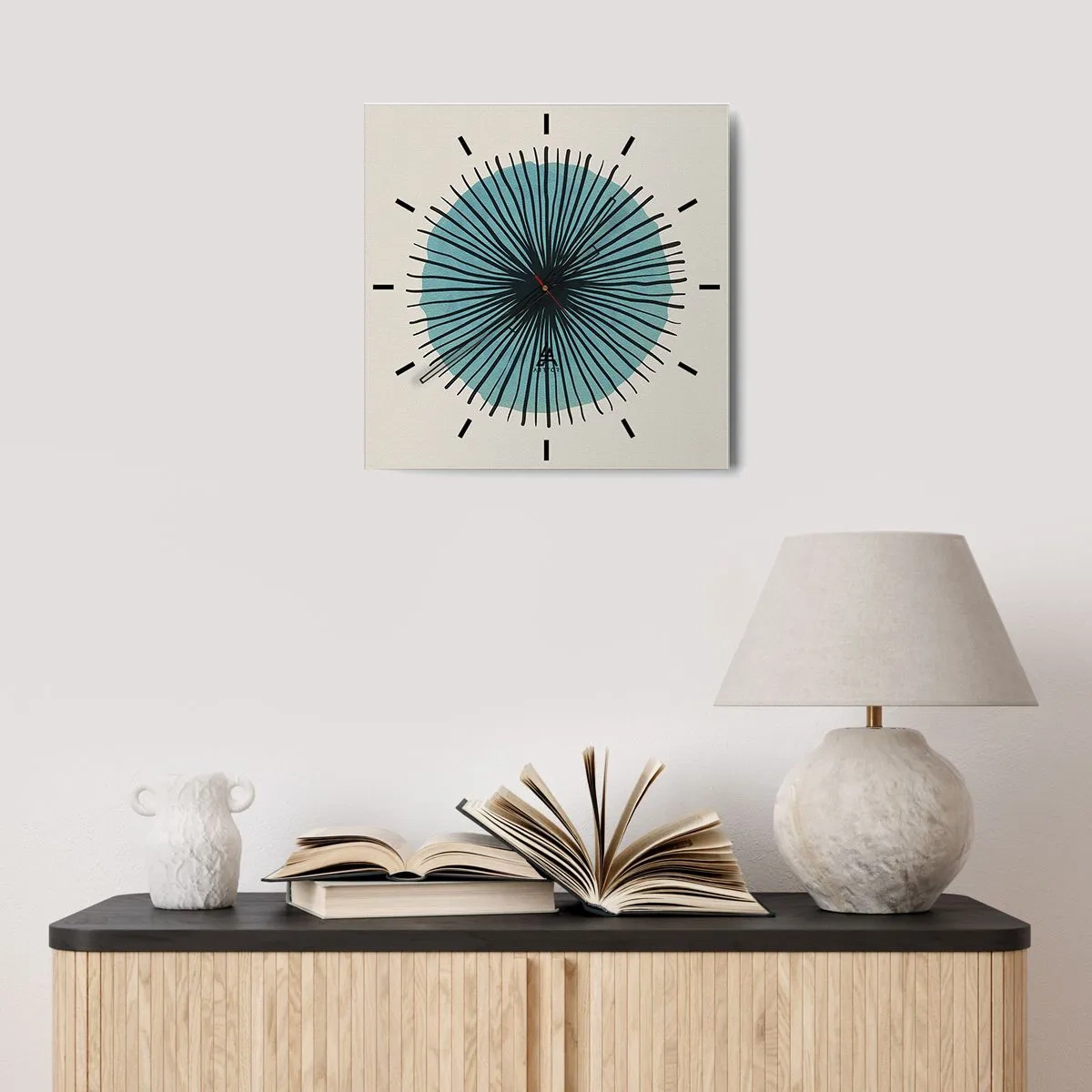 Nástenné hodiny - Žiariaca modrá - 30x30 cm