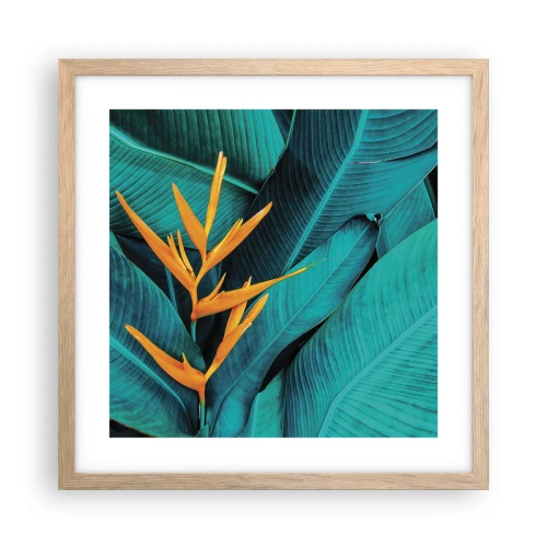Plagát v ráme zo svetlého duba - Rajský kvet - 40x40 cm