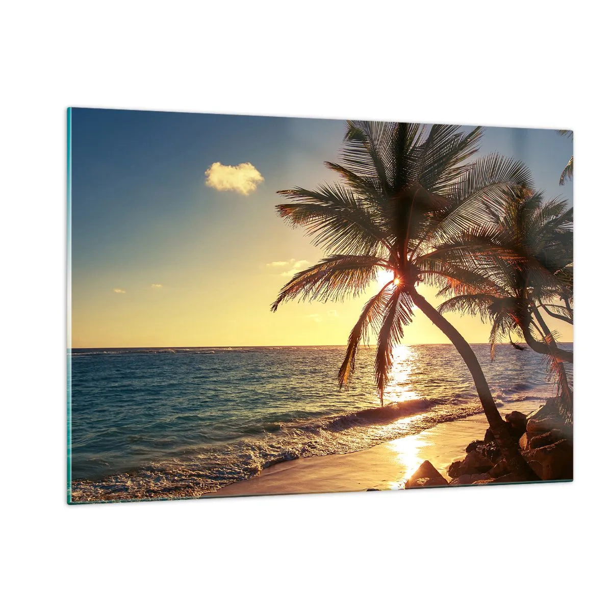 Obraz na skle - Leto pod palmami - 120x80 cm