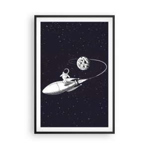Plagát v čiernom ráme - Vesmírny surfista - 61x91 cm