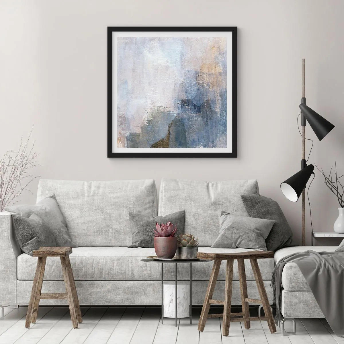 Plagát v čiernom ráme - Tóny a akordy farieb - 50x50 cm