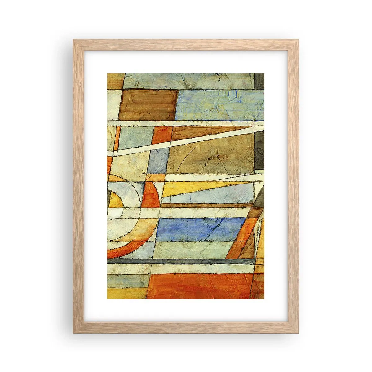 Plagát v ráme zo svetlého duba - Kubizmus na stavbe - 30x40 cm