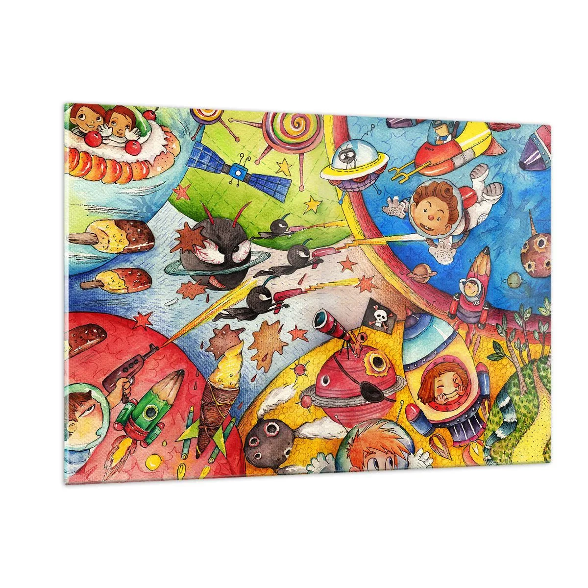 Obraz na skle - Veľké vesmírne dobrodružstvo - 120x80 cm