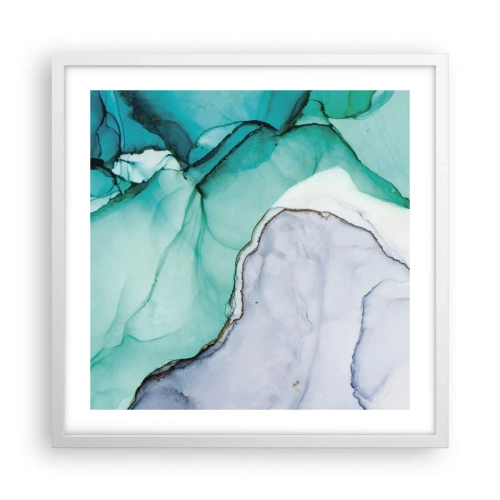 Plagát v bielom ráme - Štúdia v tyrkysovej - 50x50 cm