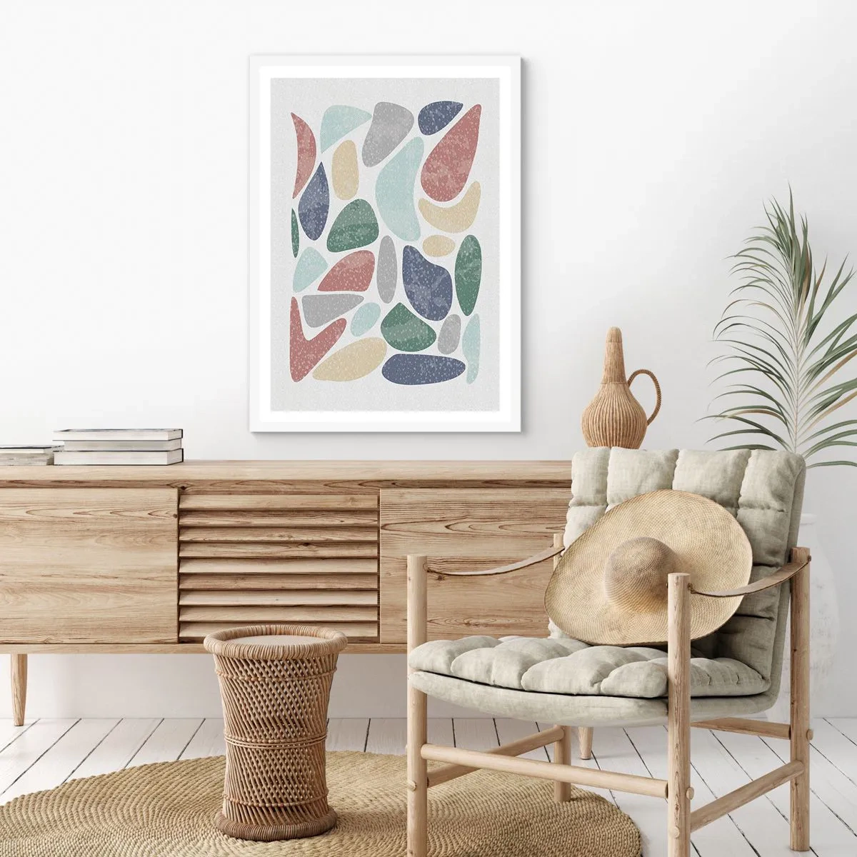 Plagát v bielom ráme - Mozaika práškových farieb - 50x70 cm