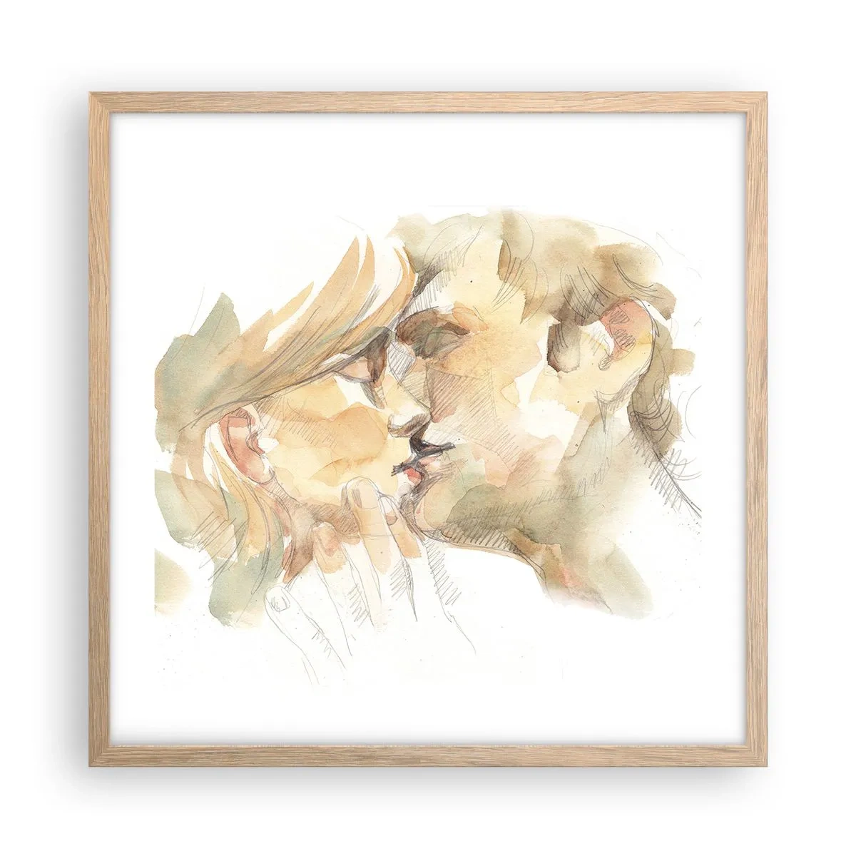 Plagát v ráme zo svetlého duba - Nájdená polovica? - 50x50 cm