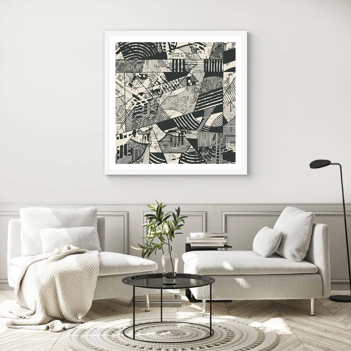 Plagát v bielom ráme - Dynamika súčasnosti - 60x60 cm