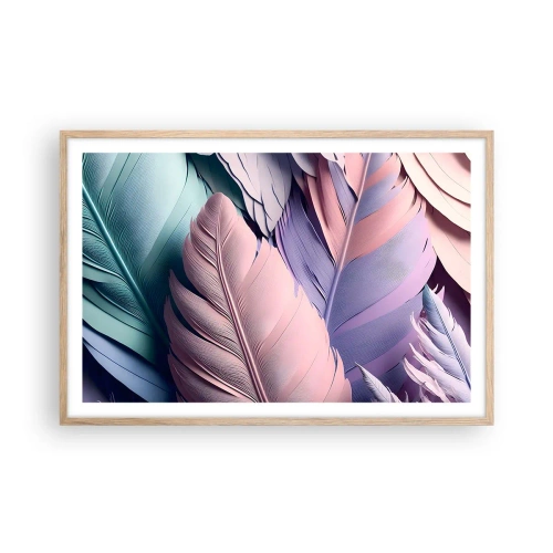 Plagát v ráme zo svetlého duba - Vtáčí štýl - 91x61 cm