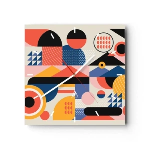 Nástenné hodiny - Kompozícia: poďme sa hrať - 30x30 cm