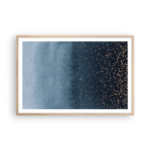 Plagát v ráme zo svetlého duba - Kompozícia – modrej fázy - 91x61 cm