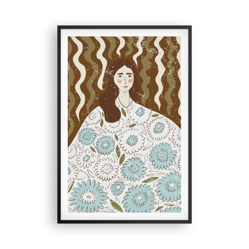 Plagát v čiernom ráme - Portrét v kvetinovom rúchu - 61x91 cm