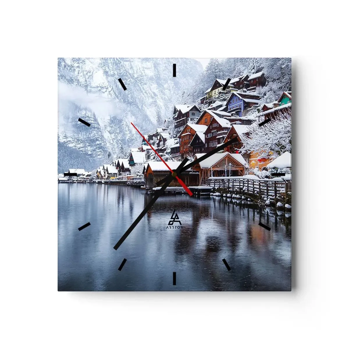 Nástenné hodiny - V zimnej dekorácii - 40x40 cm