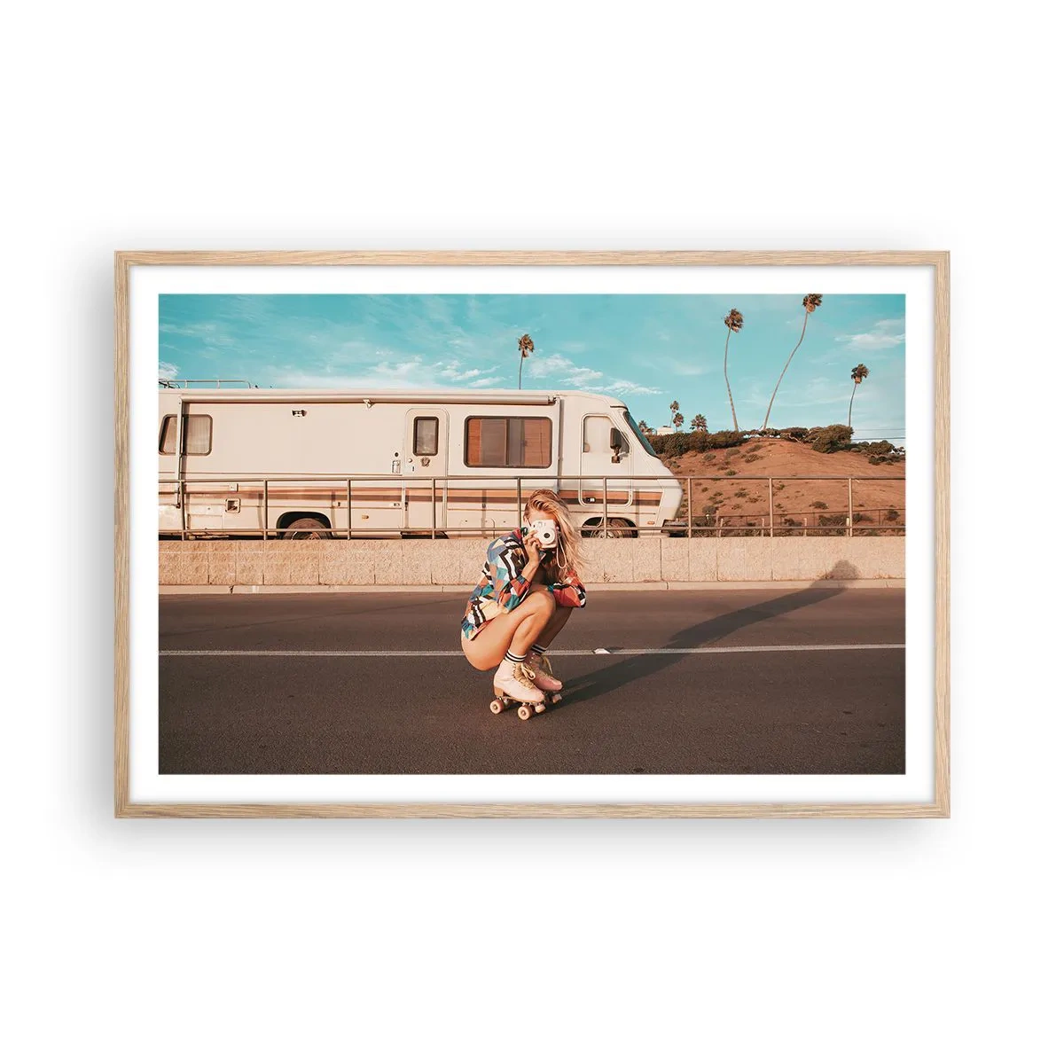 Plagát v ráme zo svetlého duba - Usmejte sa! - 91x61 cm