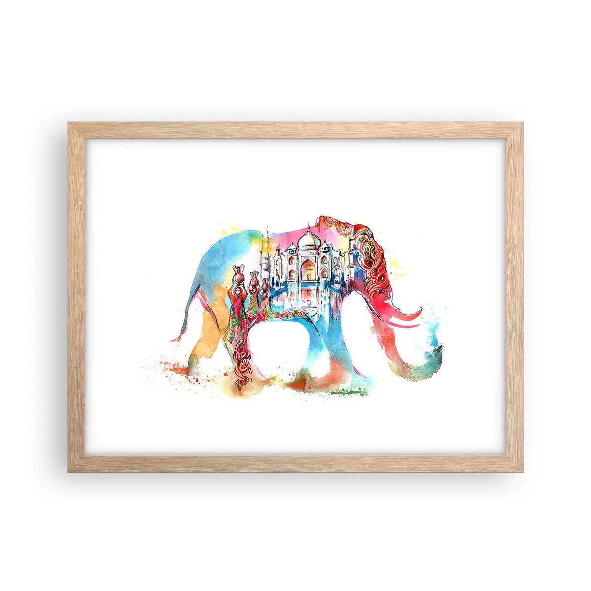 Plagát v ráme zo svetlého duba - India - aura lásky - 40x30 cm