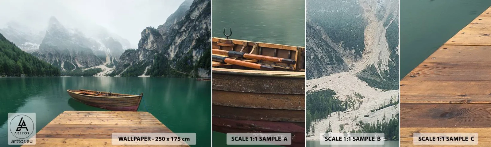 Vzorka Fototapeta Standard Eco - „Hrdé skaly vpredu“ - Krajina, hory, Jazero - 100x30 cm