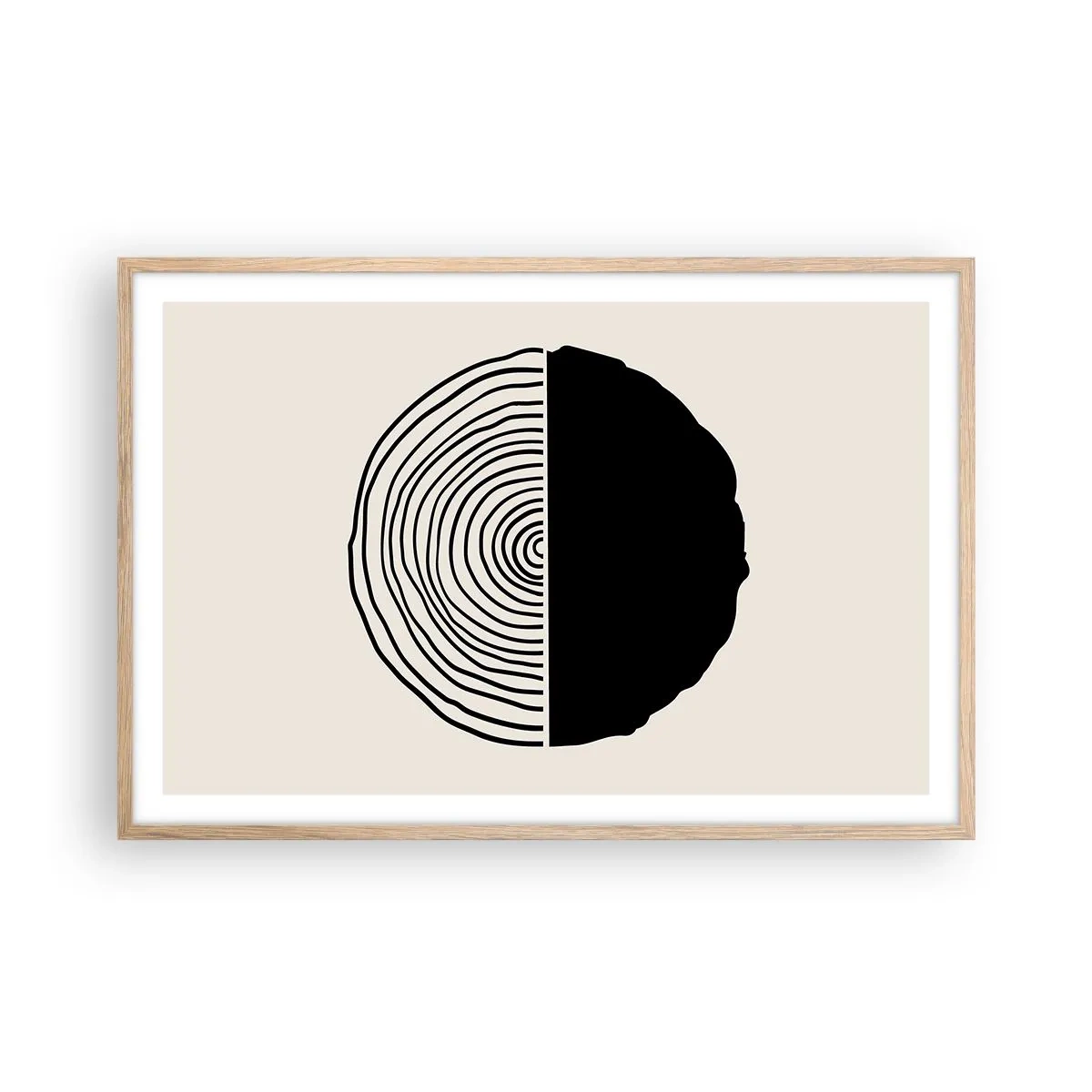 Plagát v ráme zo svetlého duba - Pol na pol - 91x61 cm
