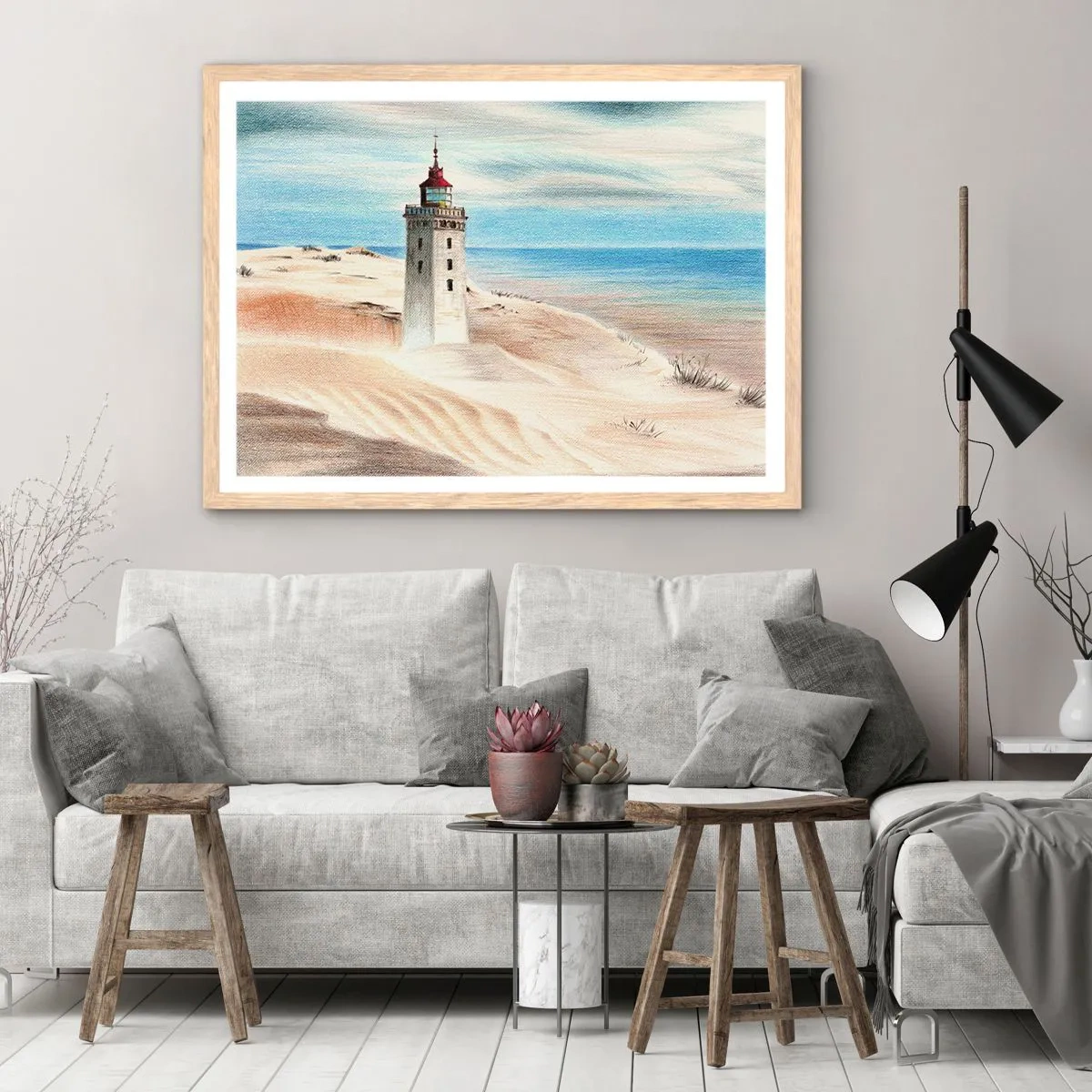 Plagát v ráme zo svetlého duba - Vždy hľadí na more - 100x70 cm