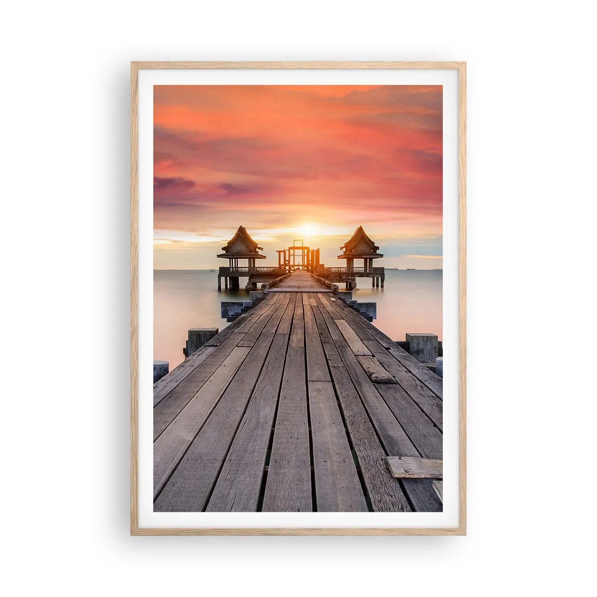 Plagát v ráme zo svetlého duba - Západ na východe - 70x100 cm