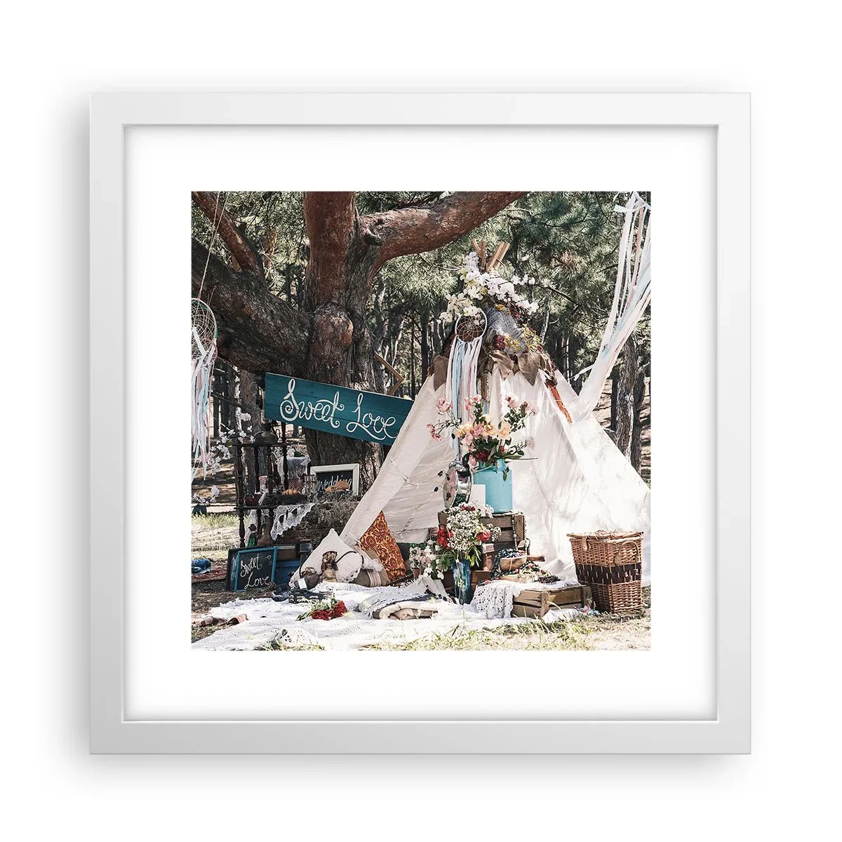 Plagát v bielom ráme - Make love… - 30x30 cm