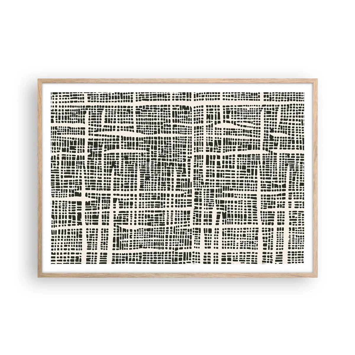 Plagát v ráme zo svetlého duba - Tkaná kompozícia - 100x70 cm