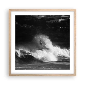 Plagát v ráme zo svetlého duba - Výzva prijatá! - 50x50 cm