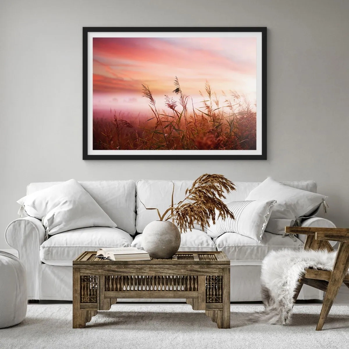 Plagát v čiernom ráme - Draci, púpavy a vietor - 100x70 cm
