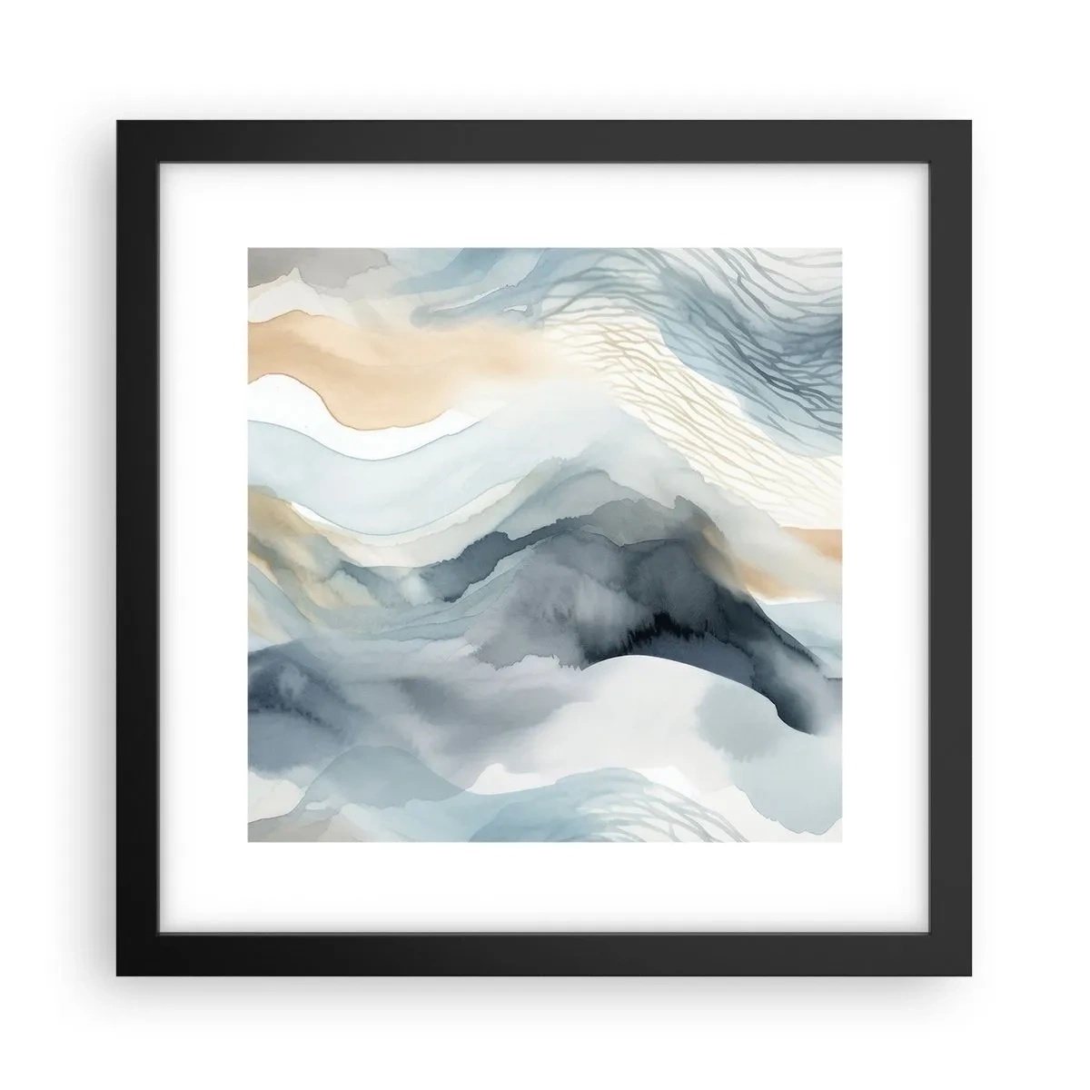 Plagát v čiernom ráme - Abstrakcia snehu a hmly - 30x30 cm