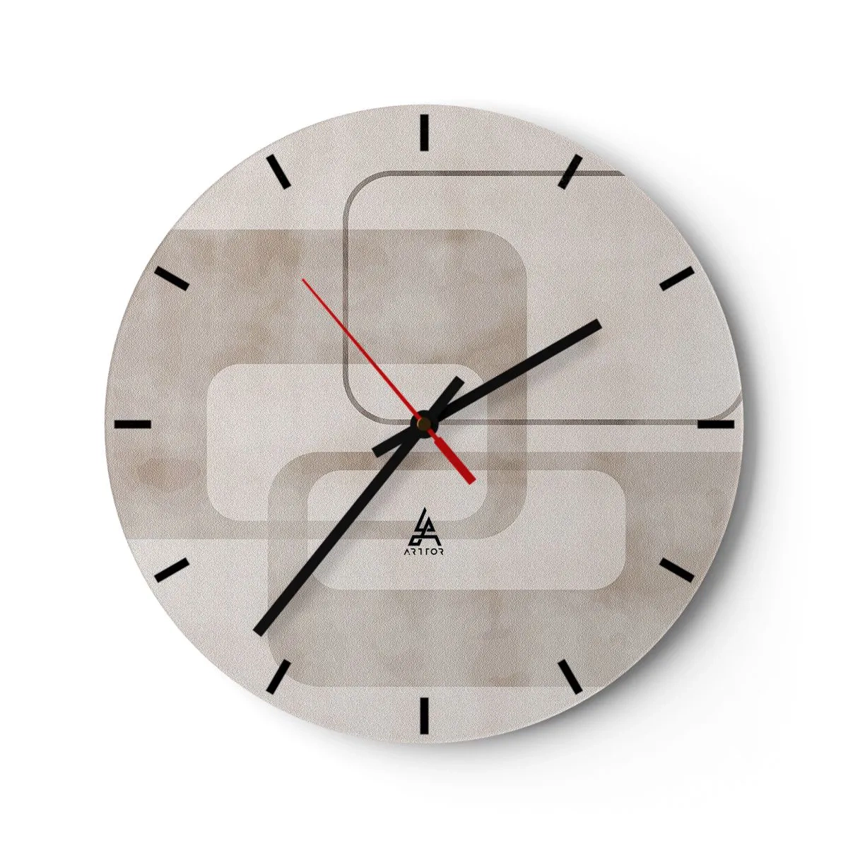 Nástenné hodiny - Minimalistický geometrický vzor v odtieňoch béžovej - 30x30cm - Geometrická fúga - Moderná nástenná dekorácia do obývacej izby, kuchyne a spálne ARTTOR