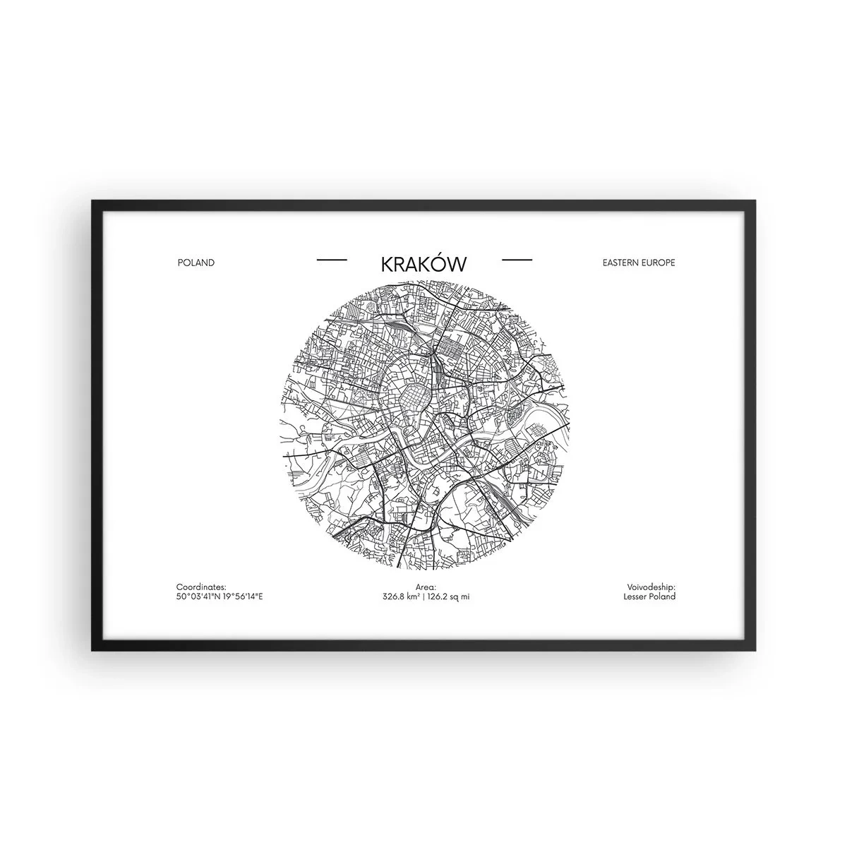 Plagát v čiernom ráme - Anatómia Krakova - 91x61 cm