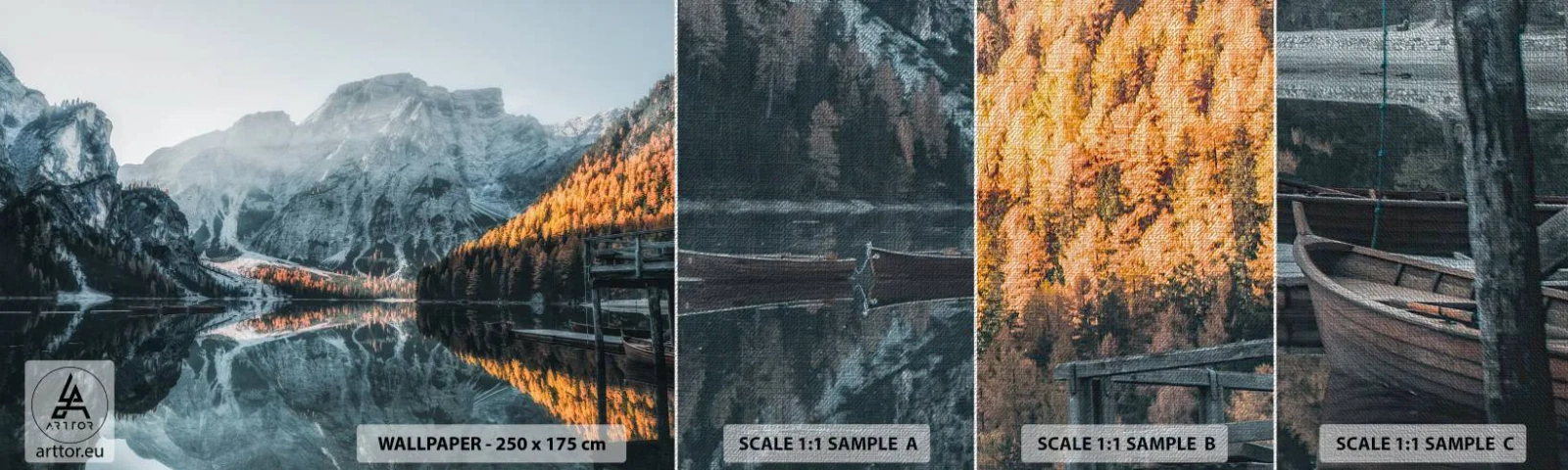 Vzorka fototapety Premium Canvas - Zrkadlová krajina - Krajina, hory, Jazero - 100x30 cm