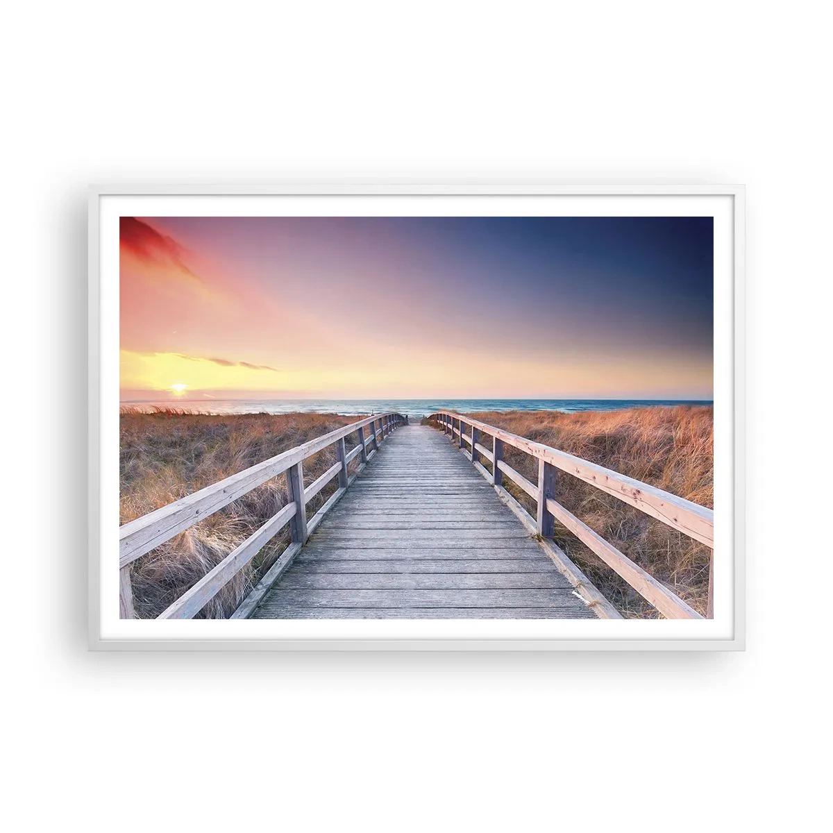 Plagát v bielom ráme - Baltská večerná polárna žiara - 100x70 cm