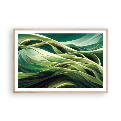 Plagát v ráme zo svetlého duba - Abstraktná hra na zelenú - 91x61 cm