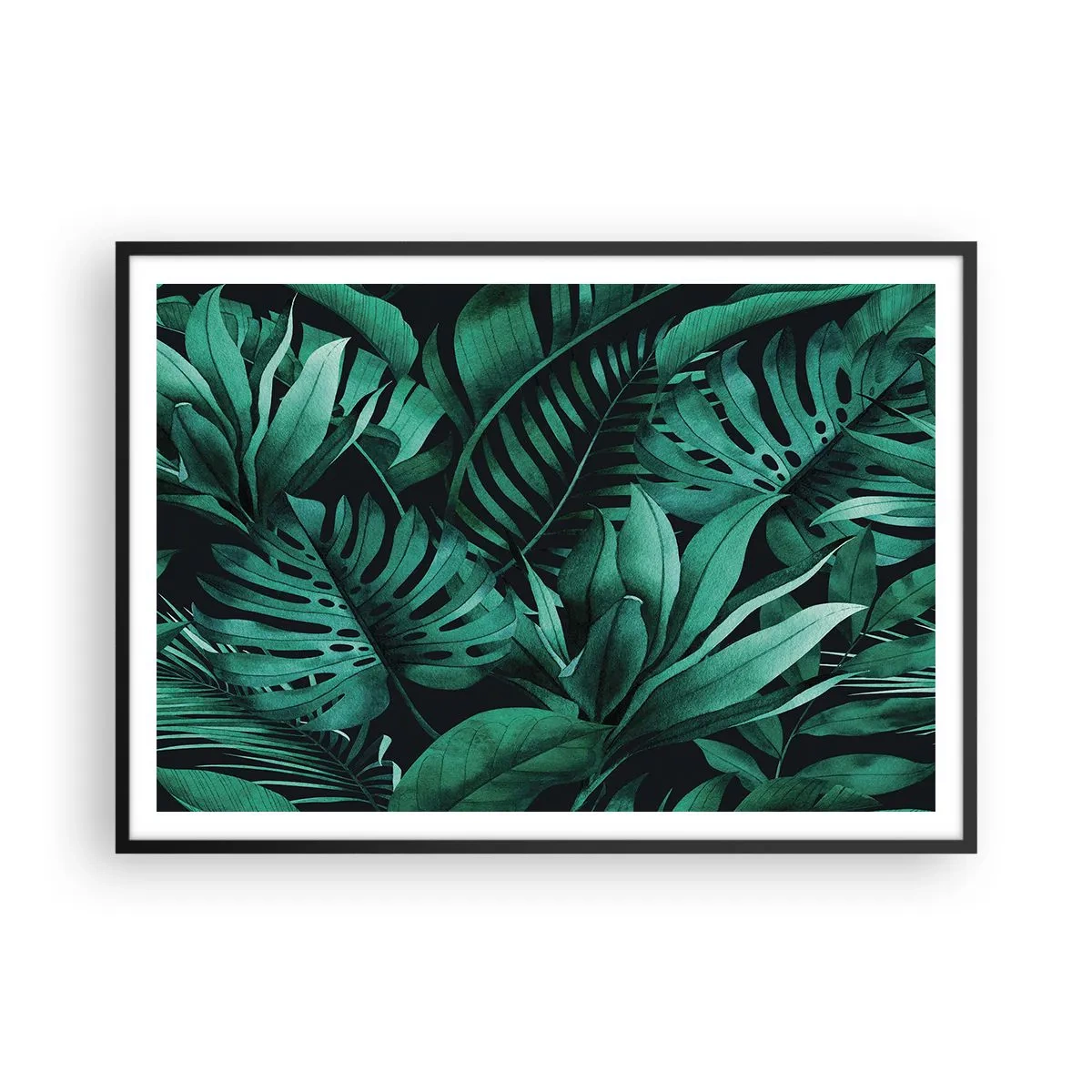 Plagát v čiernom ráme - Hĺbka tropickej zelene - 100x70 cm