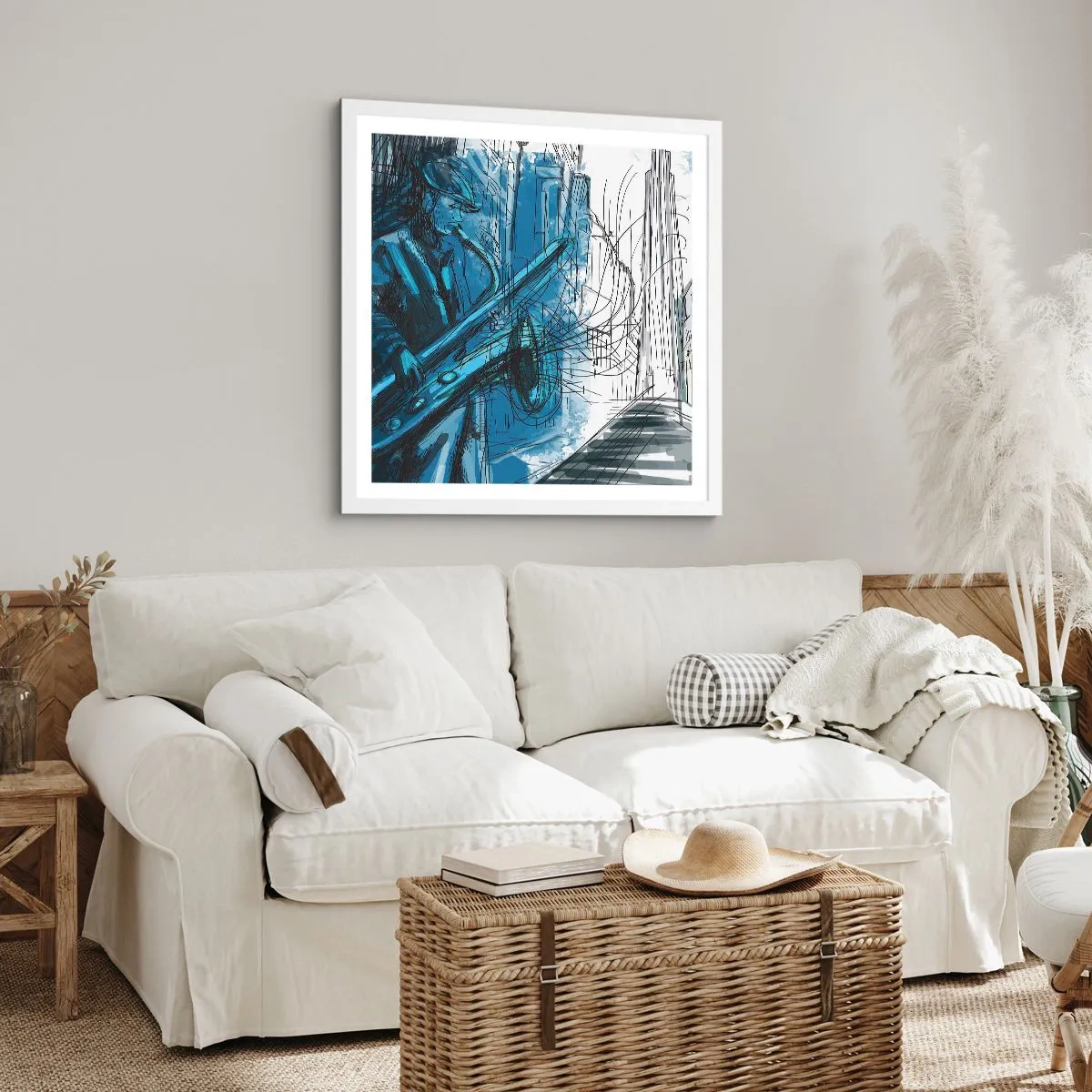 Plagát v bielom ráme - Mestská rapsódia - 30x30 cm