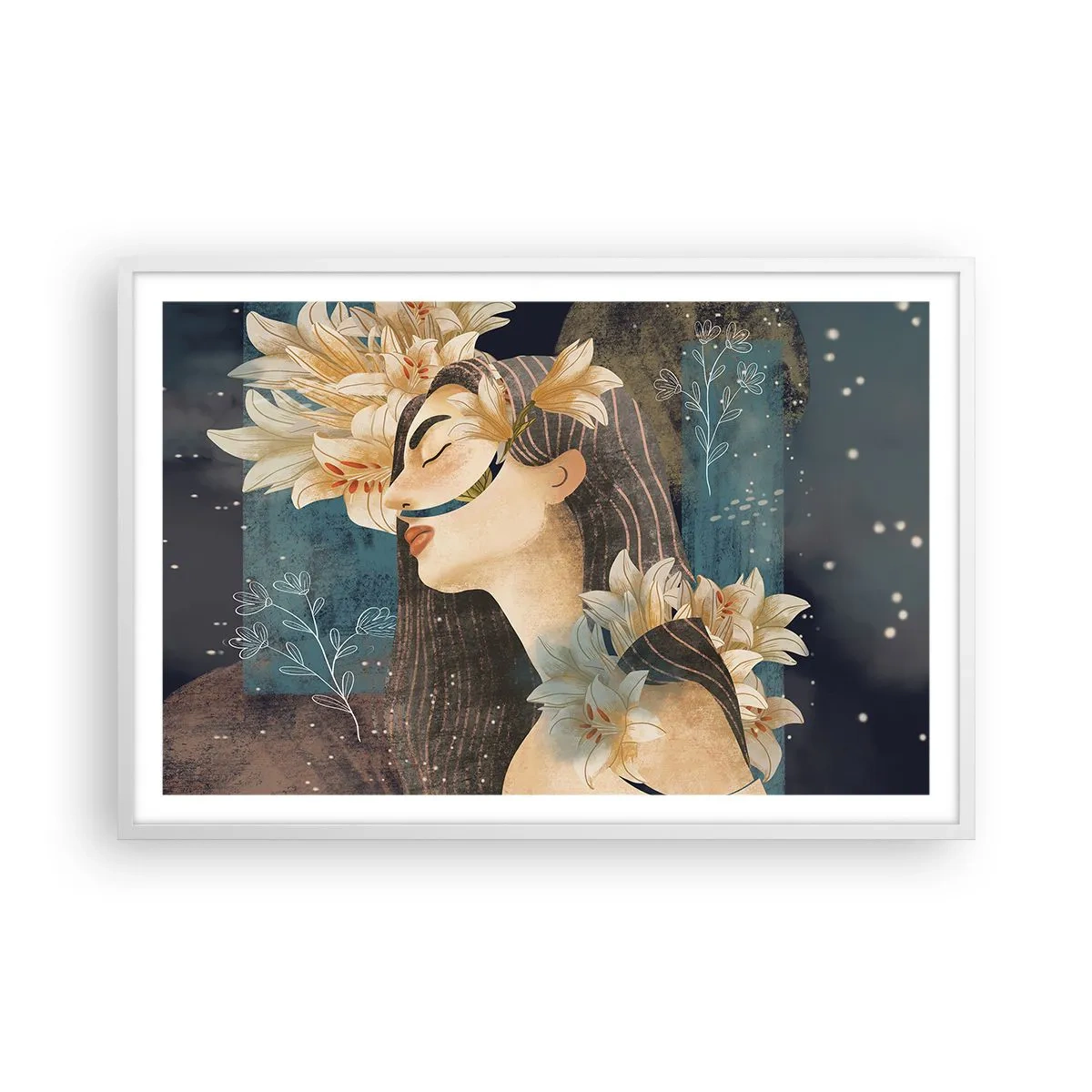 Plagát v bielom ráme - Rozprávka o princeznej s ľaliami - 91x61 cm