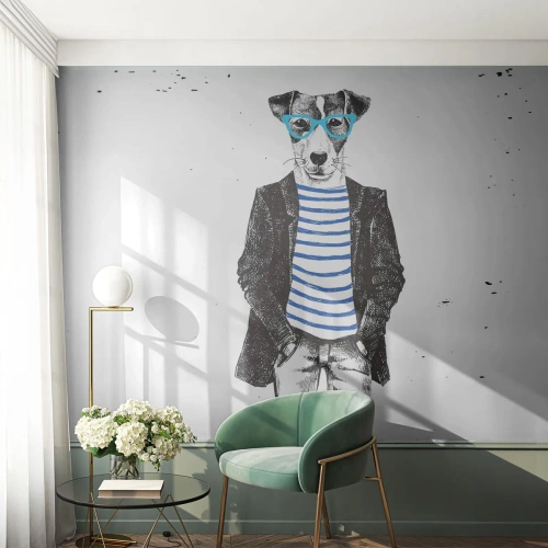Fototapeta Premium Canvas - Maxipes - Abstrakcia, Muž, pes - 100x70 cm