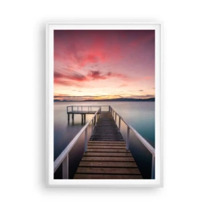 Plagát v bielom ráme - Jemný plameň večera - 70x100 cm