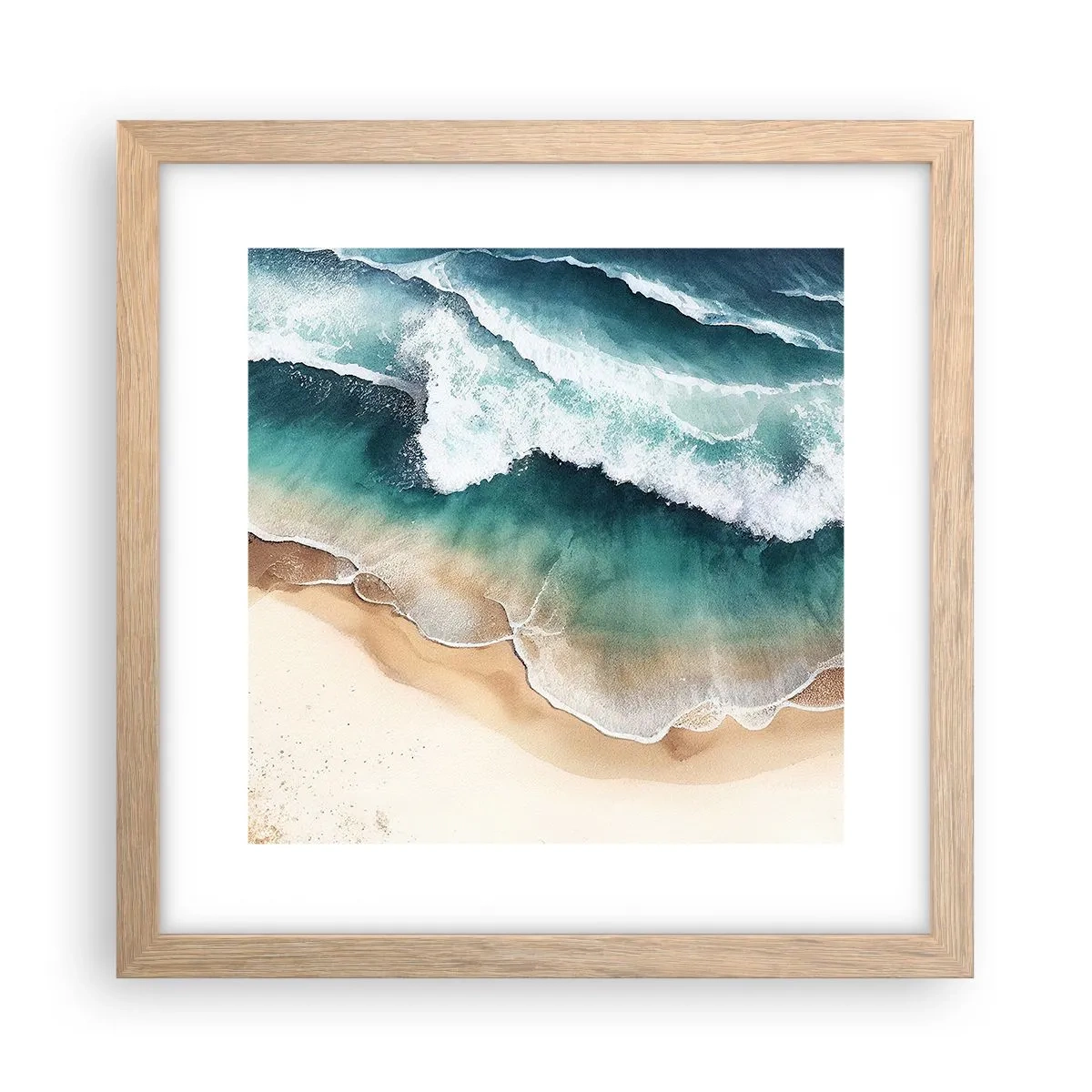 Plagát v ráme zo svetlého duba - Odveké stretnutie - 30x30 cm