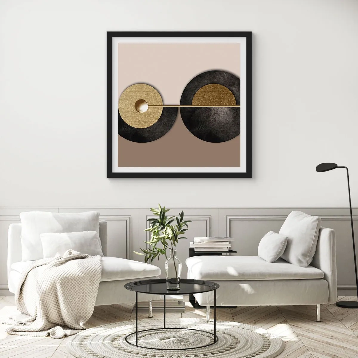 Plagát v čiernom ráme - Variácie okolo kruhu - 50x50 cm