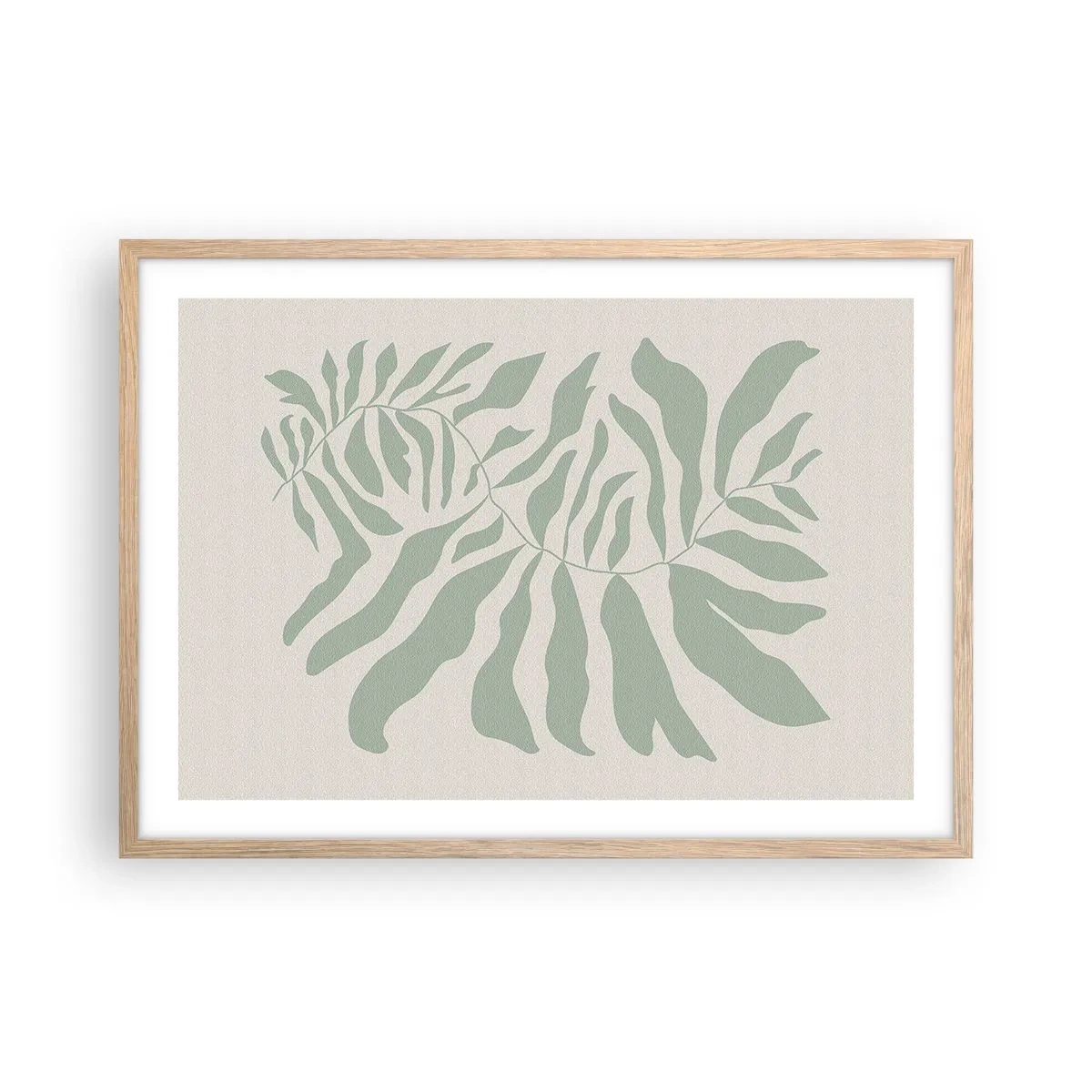 Plagát v ráme zo svetlého duba - Smaragdová vetva - 70x50 cm