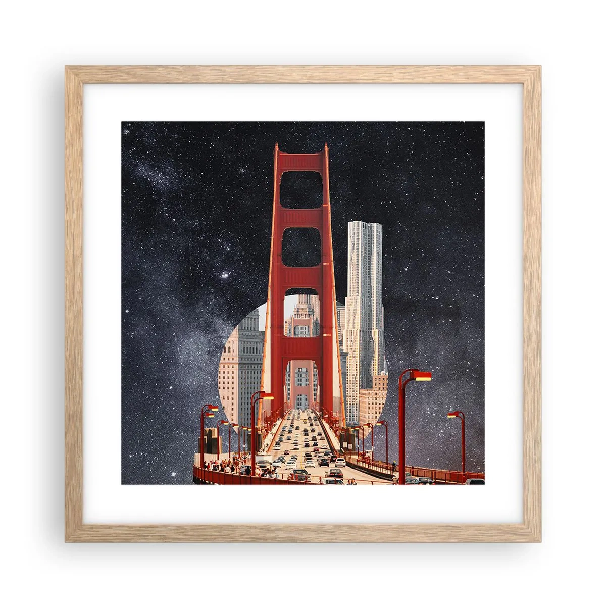 Plagát v ráme zo svetlého duba - Vždy v centre - 40x40 cm