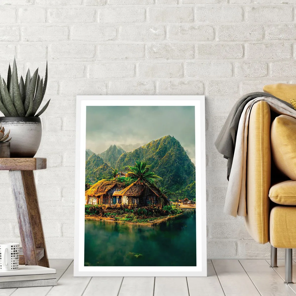 Plagát v bielom ráme - Tropický raj - 70x100 cm