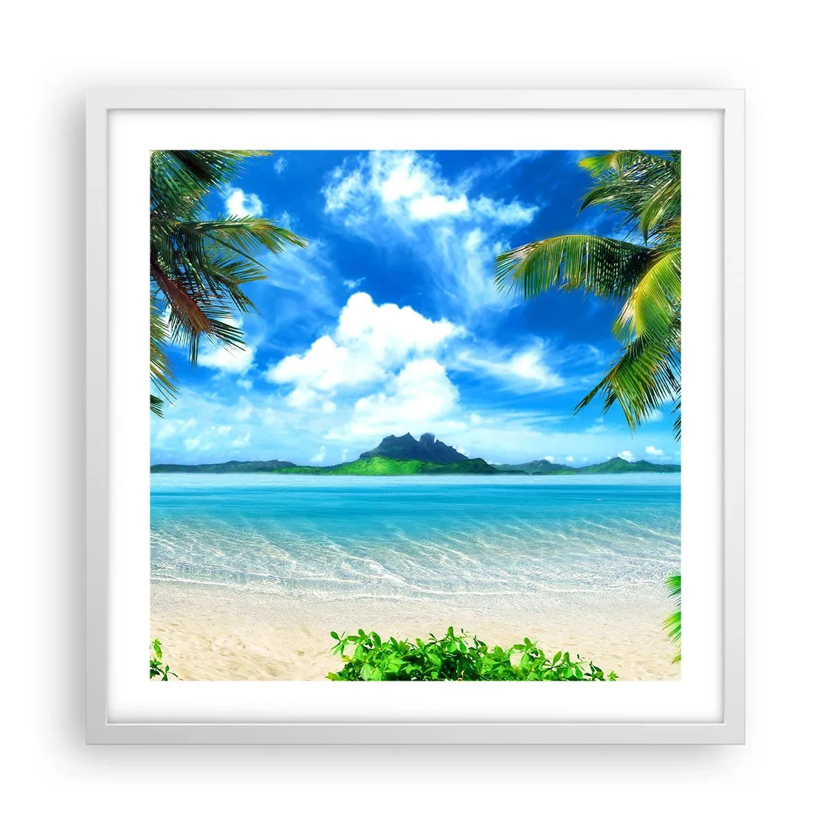 Plagát v bielom ráme - Lazúr trópov - 50x50 cm