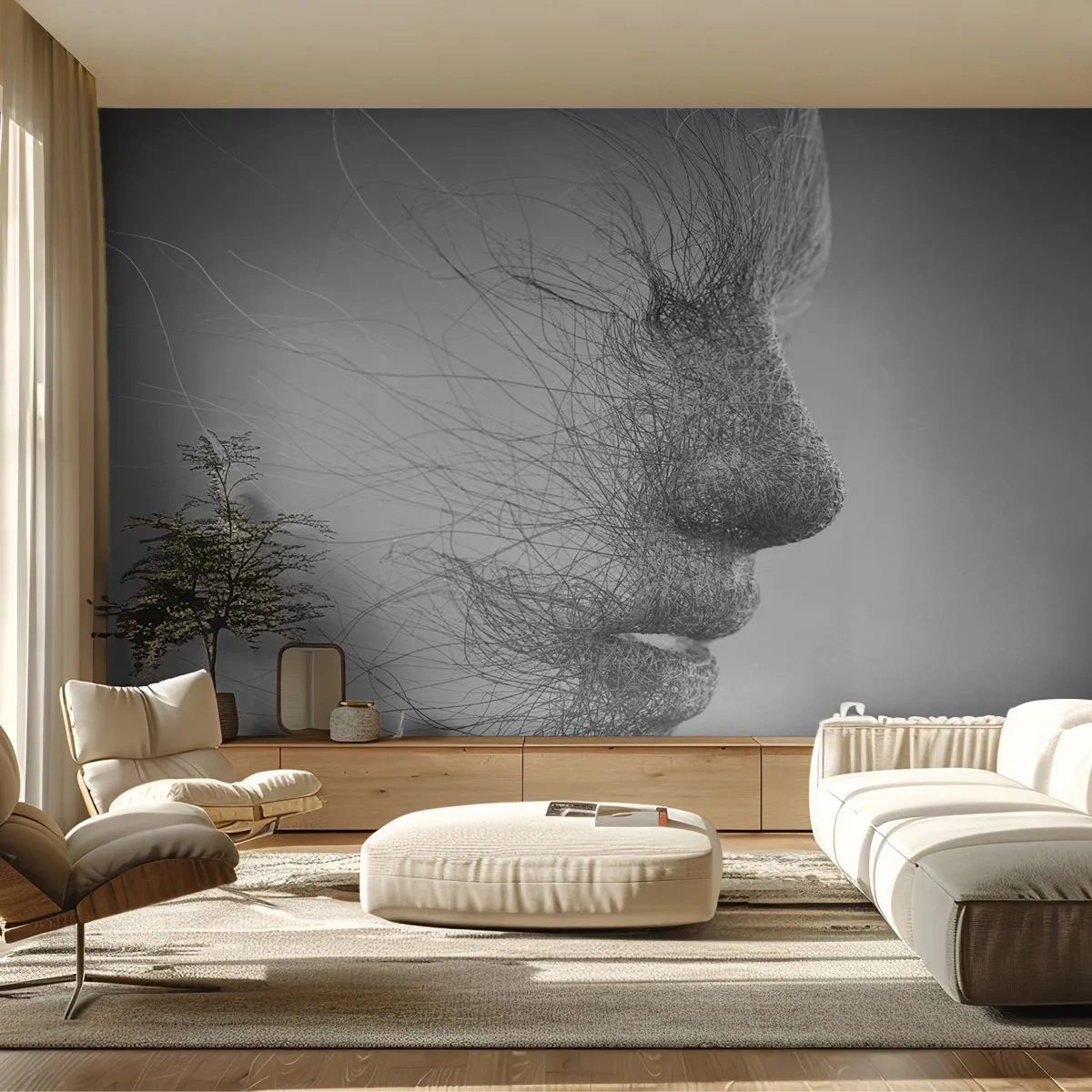 Fototapeta Premium Sand - Duch vetra - Abstrakcia, Ženská tvár, Grafika - 150x105 cm