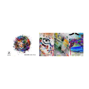 Vzorka fototapety Premium Canvas - Skrýva sa za dúhovým závojom - Abstrakcia, Tiger, Grafika - 100x30 cm