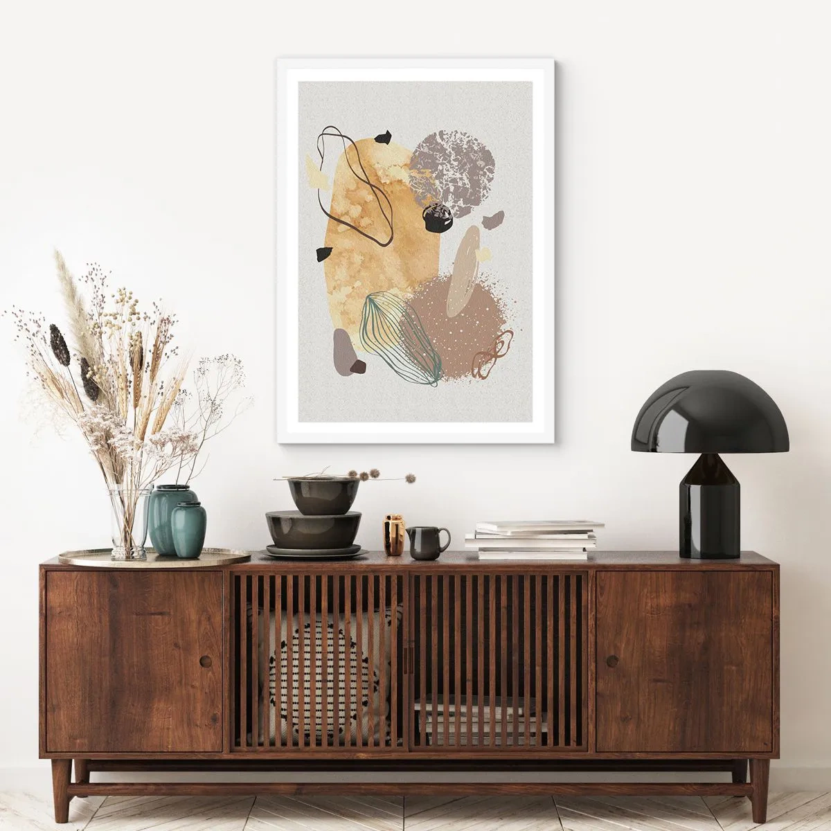 Plagát v bielom ráme - Abstraktná slivka - 50x70 cm