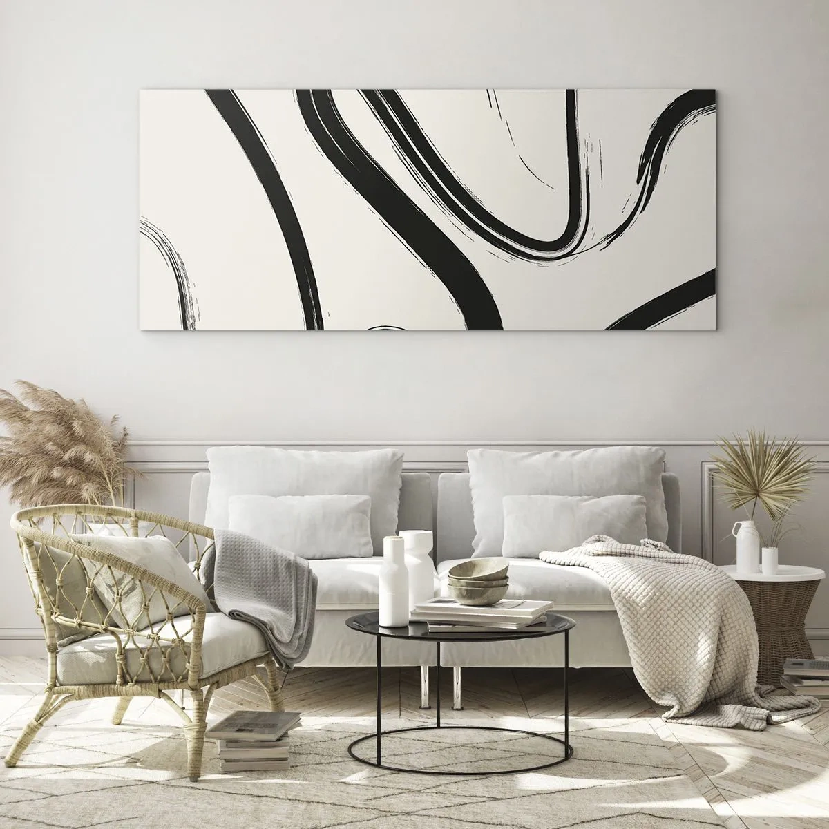Obraz na skle - Čiernobiely rozmar - 100x40 cm